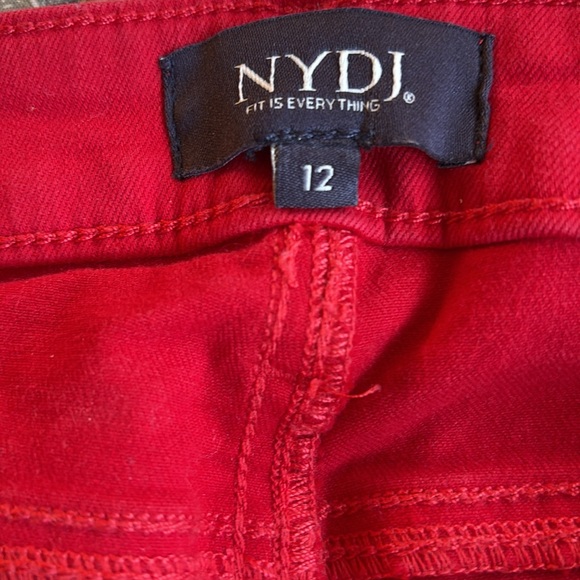 NYDJ Red High-Rise Ankle Jeans 12 Rivet Slit - Picture 5 of 7